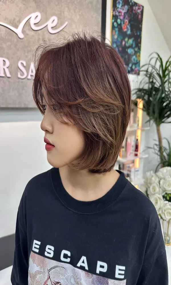 Tóc mullet layer nữ mặt tròn 2